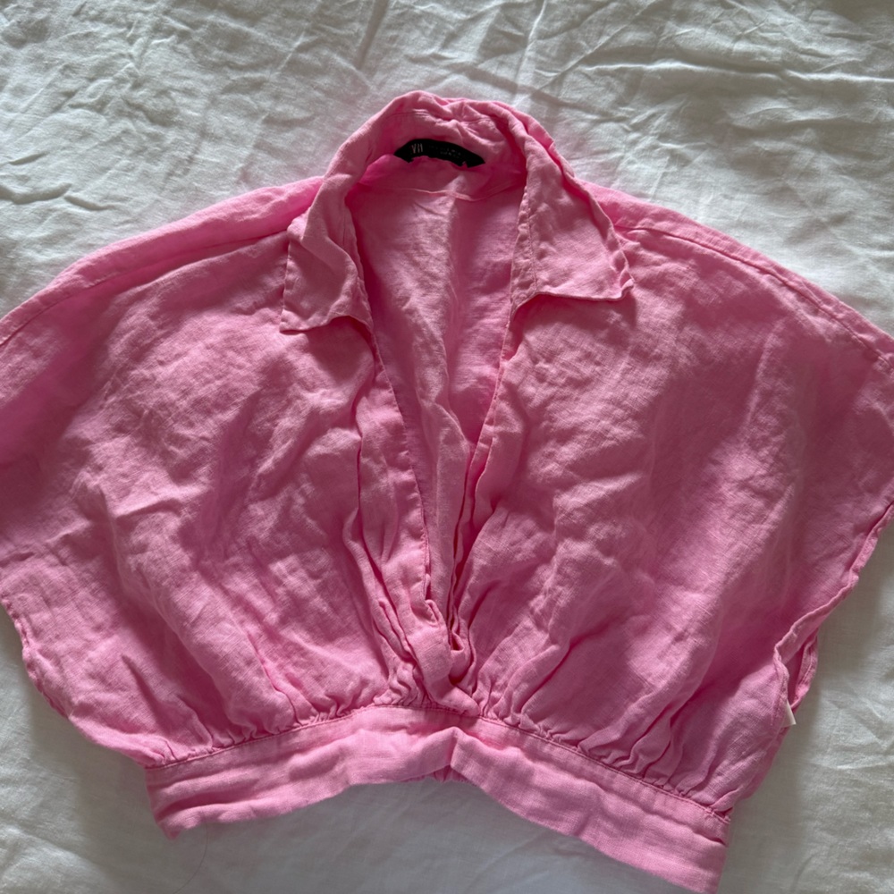 Zara Pink Linen Crop Top